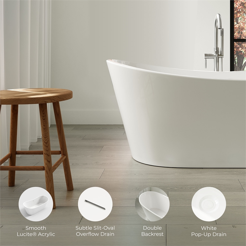 OVE Herschel 60 in. Freestanding Bathtub in Glossy White
