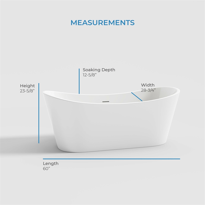 OVE Herschel 60 in. Freestanding Bathtub in Glossy White