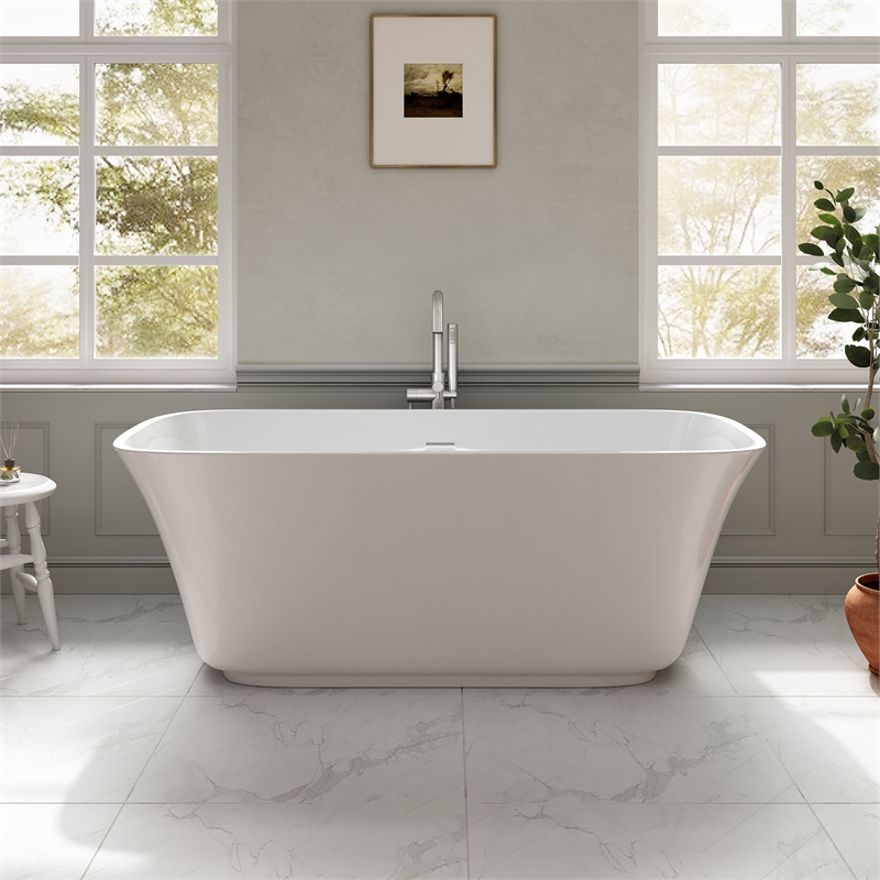 OVE Aveline 60 in. Freestanding Bathtub Kit extra Nickel Hardware