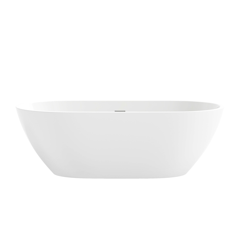 OVE Ayago 66 in. Freestanding White Bathtub Kit Black Hardware