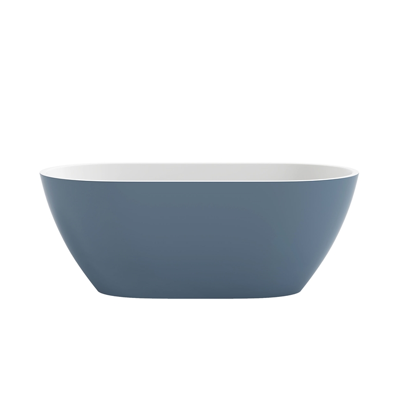 OVE Ayago 59 in. Freestanding Chambray Bathtub Kit Black Hardware
