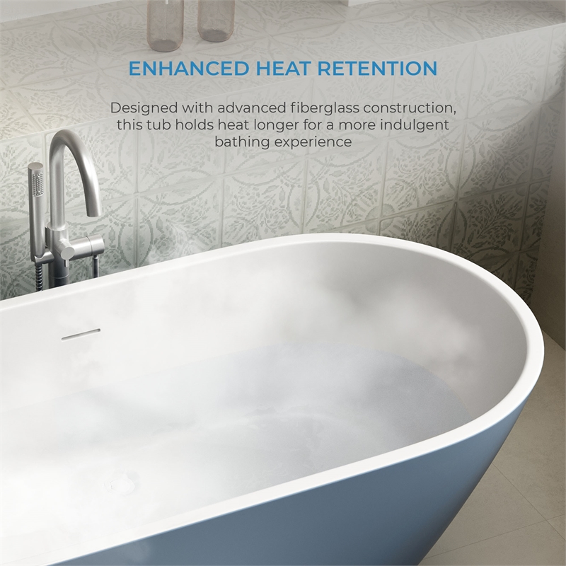 OVE Ayago 59 in. Freestanding Chambray Bathtub Kit Black Hardware