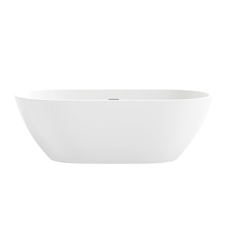 OVE Ayago 66 in. Freestanding White Bathtub Kit Nickel Hardware