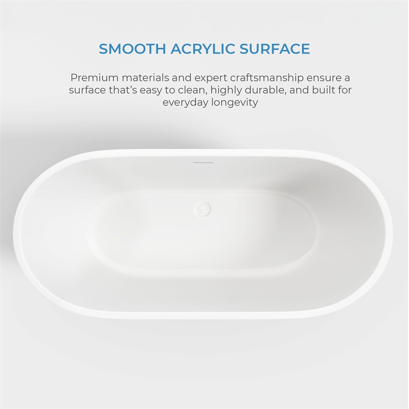 OVE Ayago 66 in. Freestanding White Bathtub Kit Nickel Hardware