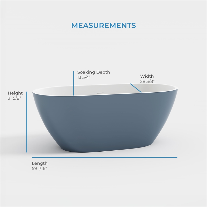 OVE Ayago 59 in. Freestanding Chambray Bathtub Kit Nickel Hardware