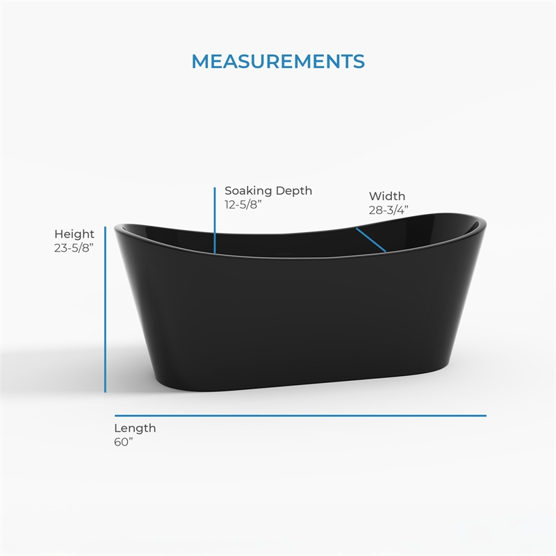 OVE Herschel 60 in. Freestanding Black Bathtub Kit Chrome Hardware
