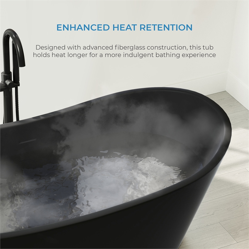 OVE Herschel 60 in. Freestanding Black Bathtub Kit Gold Hardware