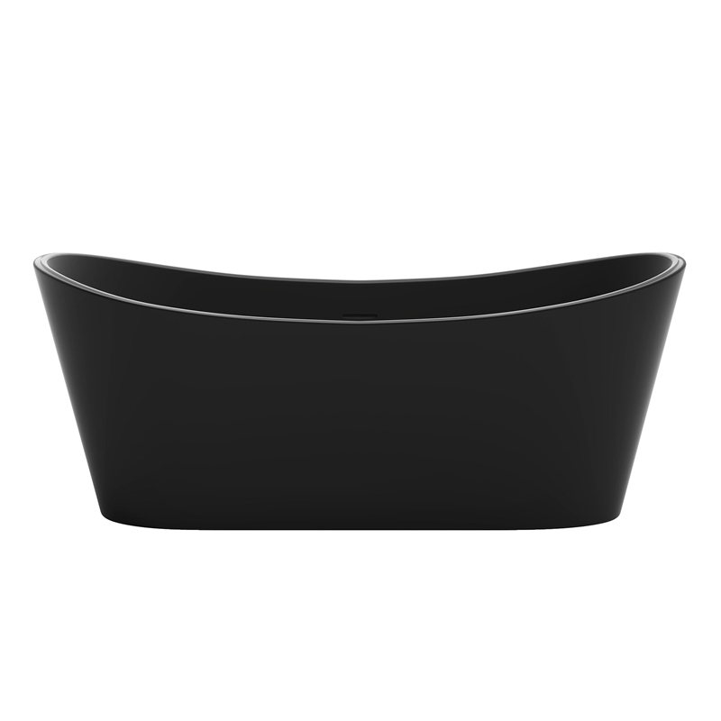 OVE Herschel 60 in. Freestanding Black Bathtub Kit Nickel Hardware