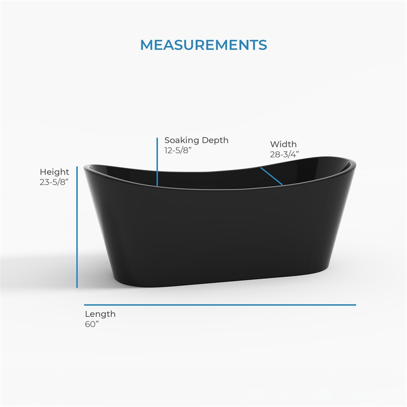 OVE Herschel 60 in. Freestanding Black Bathtub Kit Nickel Hardware