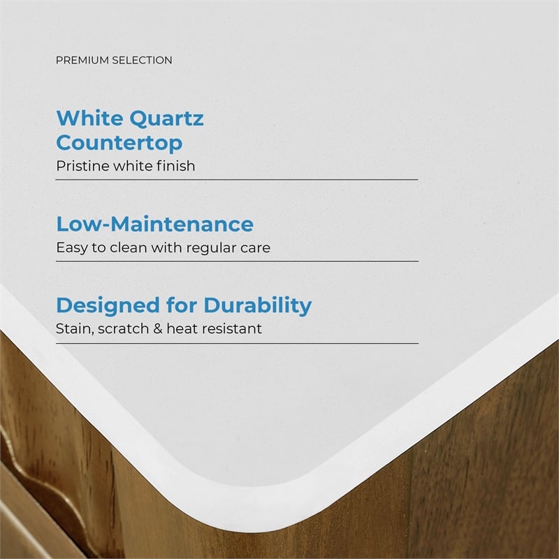OVE Juliette 36 in. Warm Walnut Bathroom Vanity with White Countertop