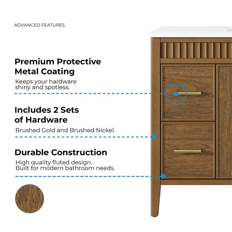 OVE Juliette 36 in. Warm Walnut Bathroom Vanity with White Countertop