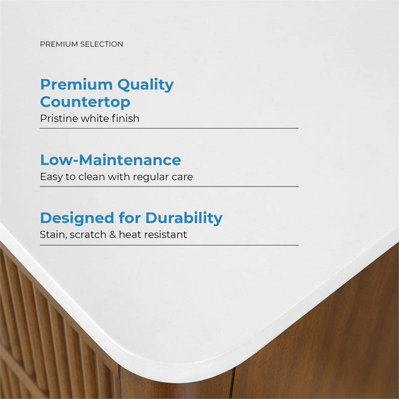 OVE Xander 24 in. Warm Walnut Bathroom Vanity with White Countertop