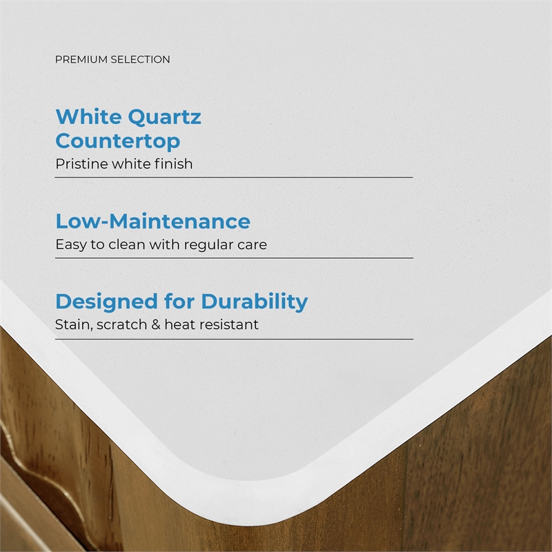 OVE Juliette 36 in. Warm Walnut Bathroom Vanity with White Quartz Brushed Nickel