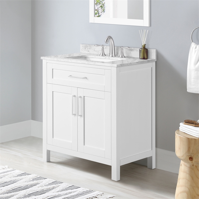 Tahoe 30 in. Bathroom Vanity in Pure White with White Countertop