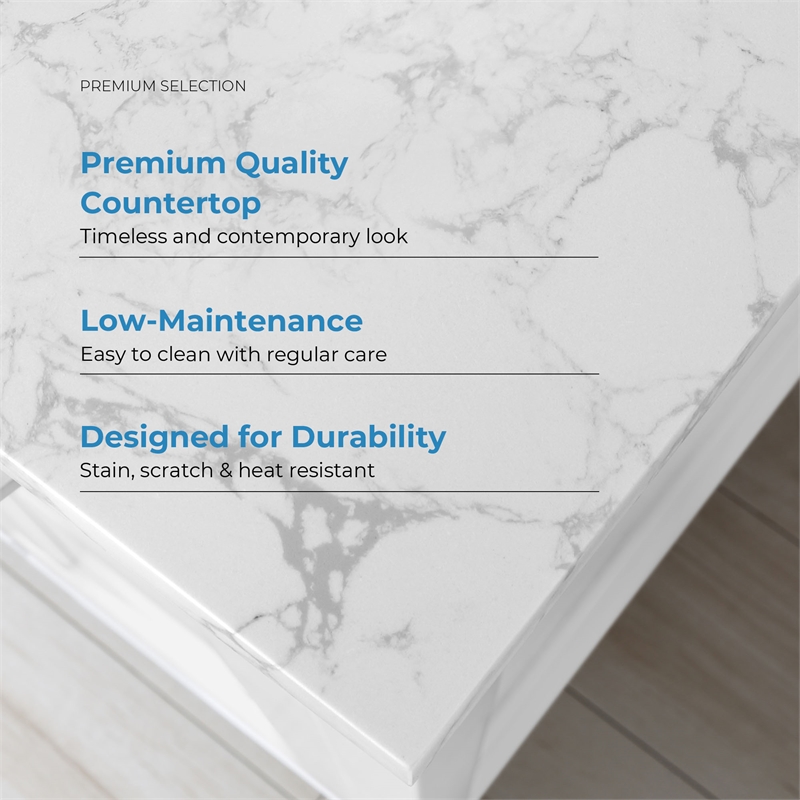 Tahoe 30 in. Bathroom Vanity in Pure White with White Countertop