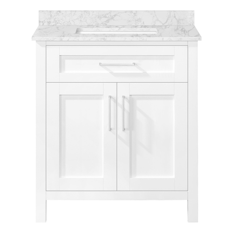 Tahoe 30 in. Bathroom Vanity in Pure White with White Countertop
