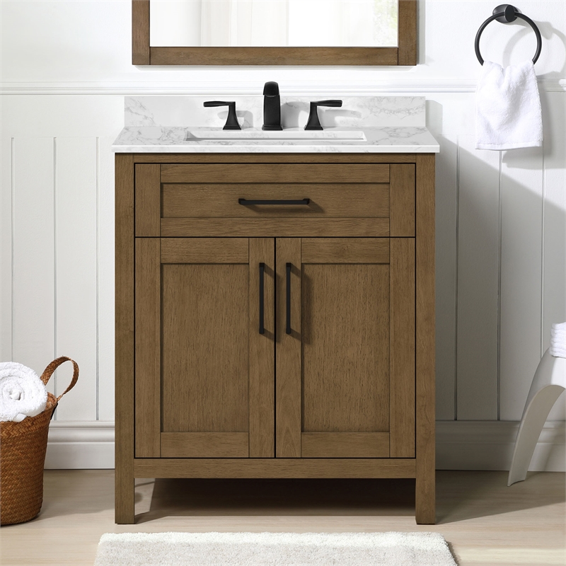 Tahoe 30 in. Bathroom Vanity in Almond Latte with White Countertop
