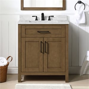 Tahoe 30 in. Bathroom Vanity in Almond Latte with White Countertop
