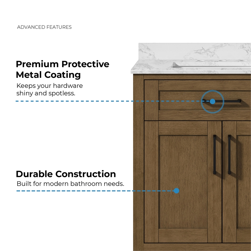Tahoe 30 in. Bathroom Vanity in Almond Latte with White Countertop