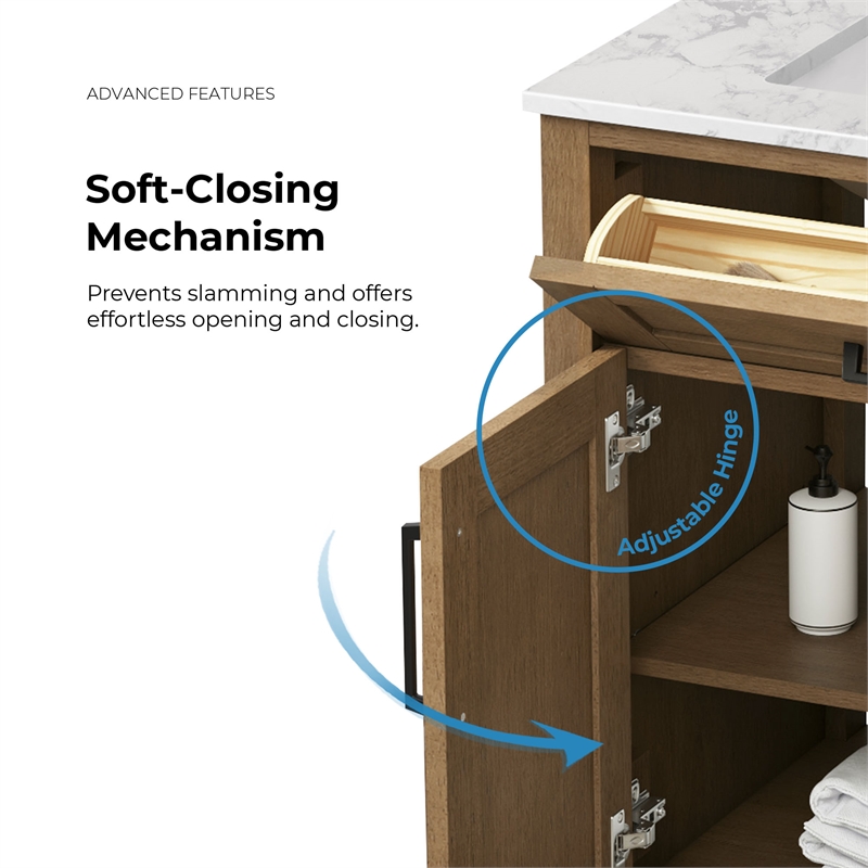 Tahoe 30 in. Bathroom Vanity in Almond Latte with White Countertop
