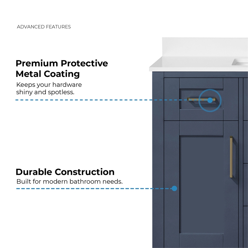 Tahoe 42 in. Bathroom Vanity in Midnight Blue with White Countertop