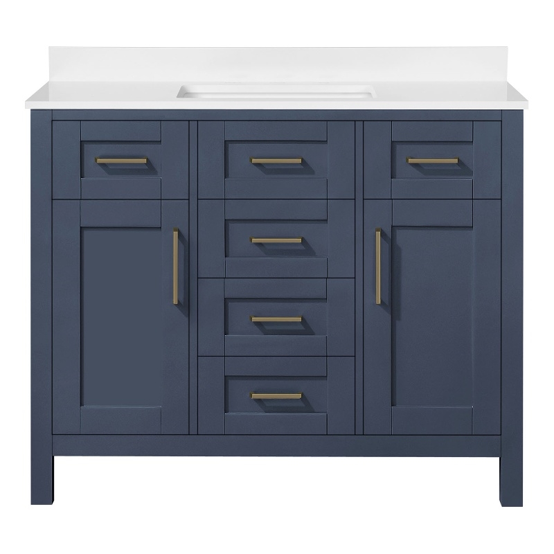 Tahoe 42 in. Bathroom Vanity in Midnight Blue with White Countertop