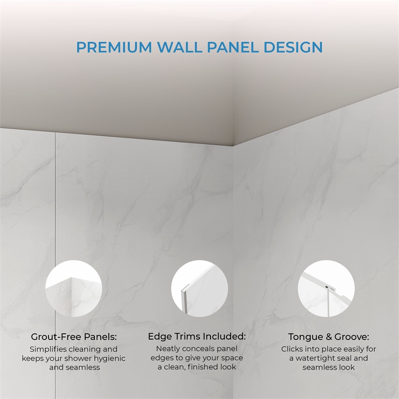 OVE Arroyo Alcove Shower Walls 60 in. x 36 in. 80 in. in Marble
