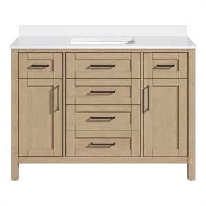 Tahoe 48 in. Bathroom Vanity in Sahara Birch with White Countertop