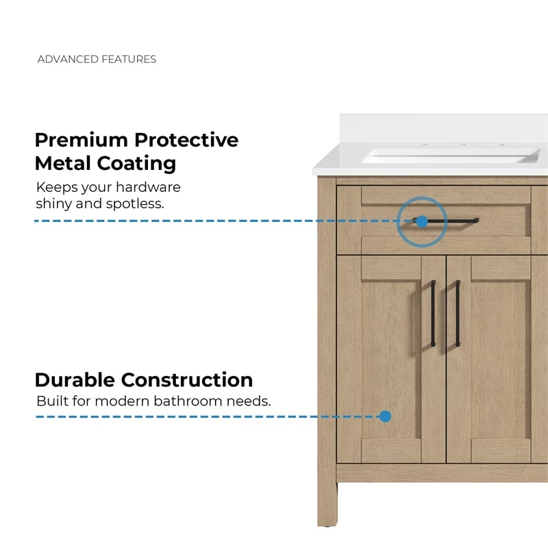 Tahoe 60 in. Bathroom Vanity in Sahara Birch with White Countertop