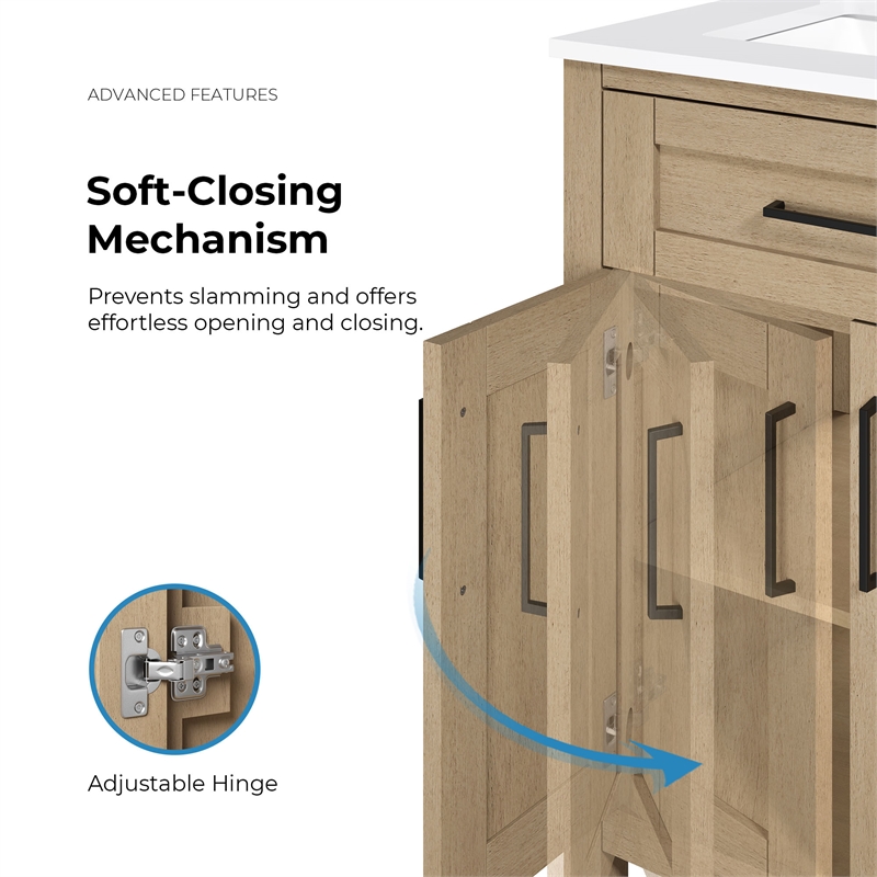 Tahoe 60 in. Bathroom Vanity in Sahara Birch with White Countertop