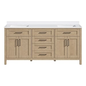 Tahoe 72 in. Bathroom Vanity in Sahara Birch with White Countertop