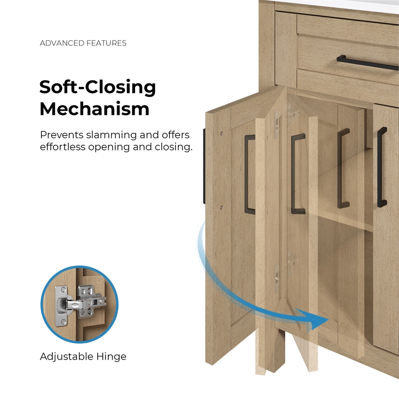 Tahoe 36 in. Bathroom Vanity in Sahara Birch with White Countertop