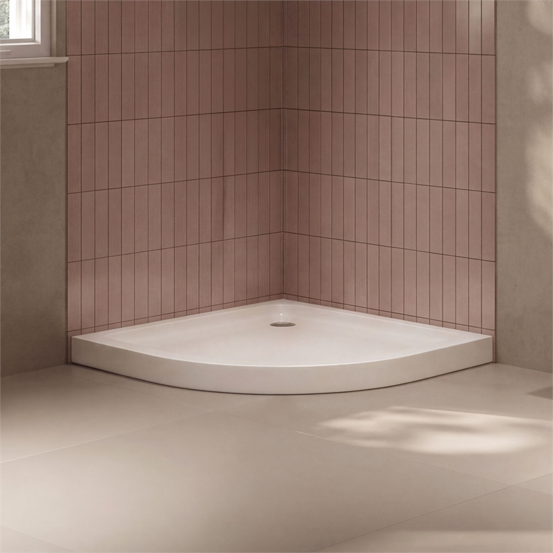 Breeze 36 in. L x 36 in. W x 2.8 in. H Arc Acrylic Shower Pan in White