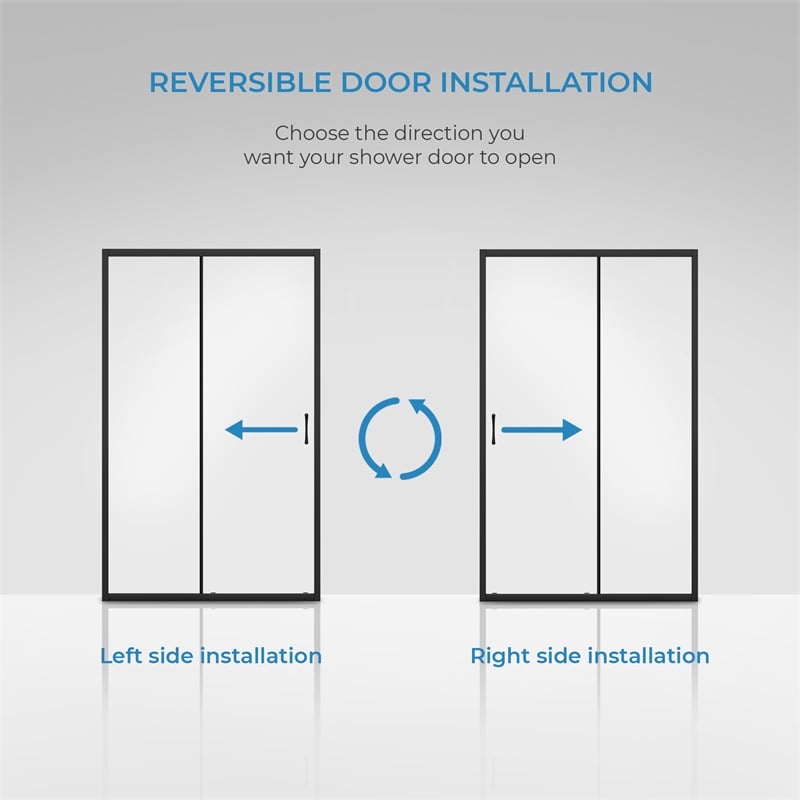 Breeze 48 x 36 x 72.83 in. Sraight Alcove Shower Kit in Black with Door and Pan