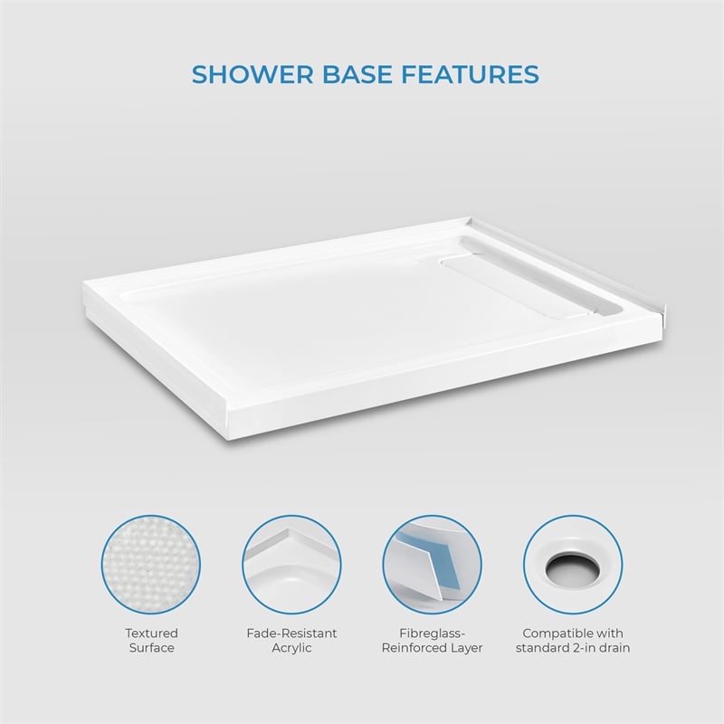 Breeze 48 x 36 x 72.83 in. Sraight Alcove Shower Kit in Black with Door and Pan