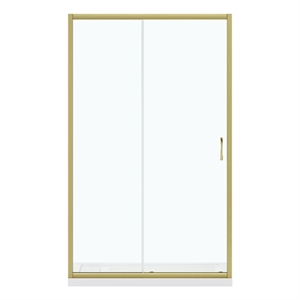 Breeze 48 x 32 x 72.83 in. Straight Alcove Shower Kit in Gold with Door and Pan