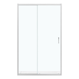 Breeze 48 x 32 x 72.83&quot  Straight Alcove Shower Kit in Nickel with Door and Pan
