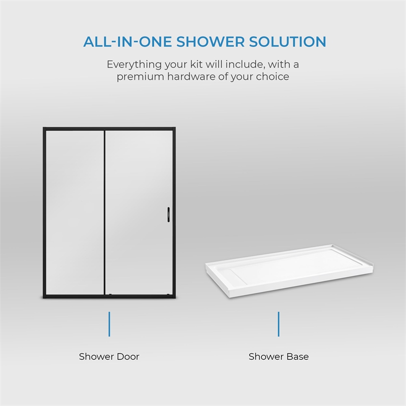 Breeze 60 x 32 x 72.83 in. Sraight Alcove Shower Kit in Black with Door and Pan