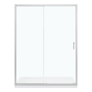 Breeze 60 x 32 x 72.83 in. Sraight Alcove Shower Kit in Nickel with Door and Pan