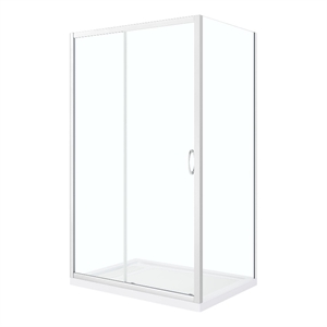 Breeze 48 x 32 x 72.83&quot Straight Corner Shower Kit in Chrome with Door and Pan