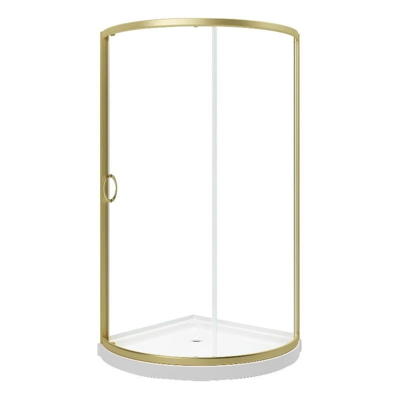 Breeze 40 x 40 x 72.83 in. Round Corner Shower Kit in Gold with Door and Pan