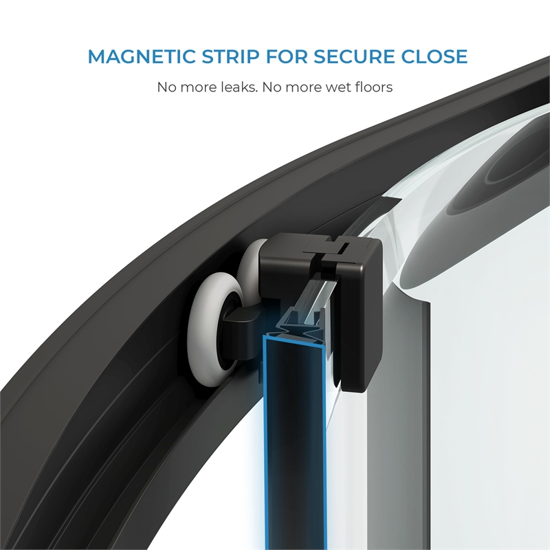Breeze 34 in. x 34 in. x 73 in. Quadrant Corner Shower Door in Matte Black
