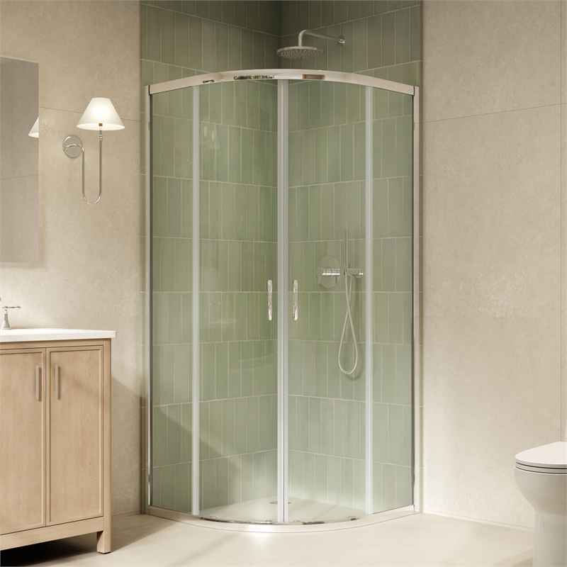 Breeze 34 in. x 34 in. x 73 in. Quadrant Corner Shower Door in Chrome