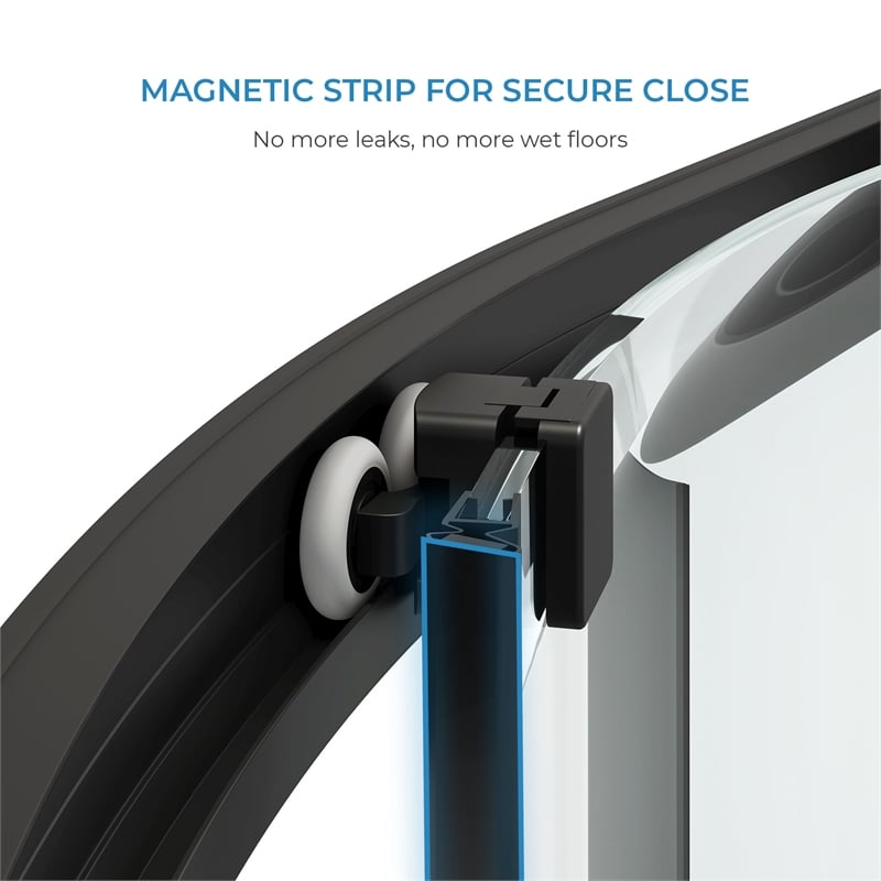 Breeze 36 in. x 36 in. x 73 in. Corner Shower Kit in Black Door Walls and Pan