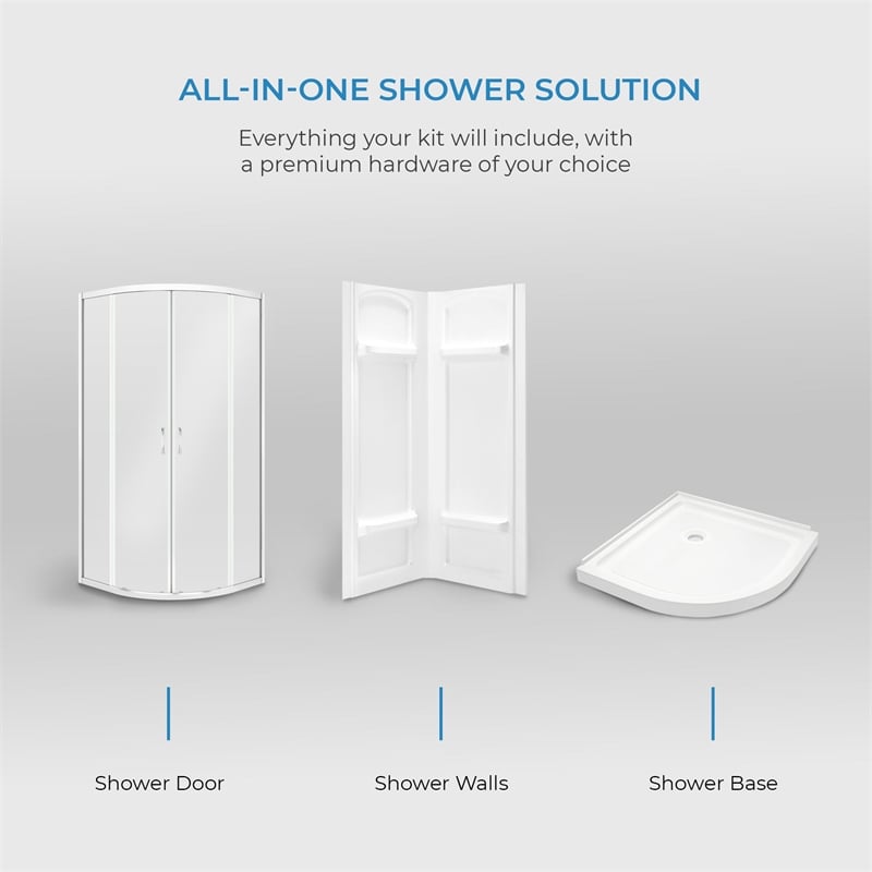 Breeze 36 in. x 36 in. x 73 in. Corner Shower Kit in Chrome Door Walls and Pan