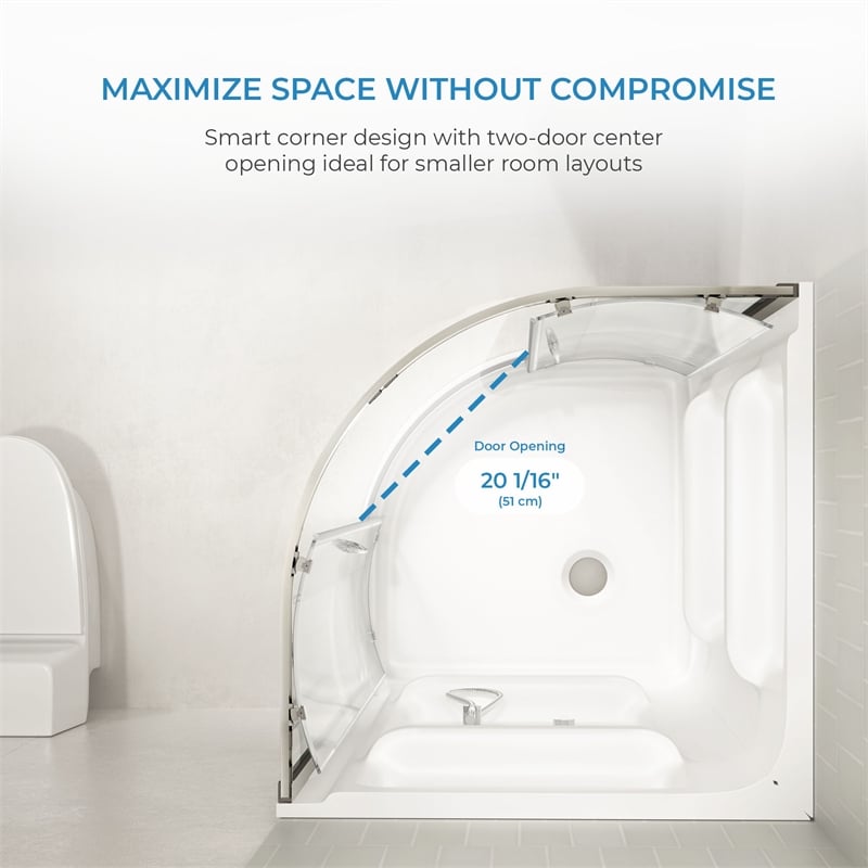 Breeze 36 in. x 36 in. x 73 in. Corner Shower Kit in Chrome Door Walls and Pan