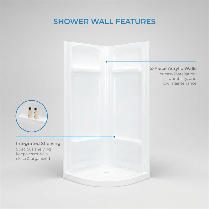 Breeze 36 in. x 36 in. x 73 in. Corner Shower Kit in Chrome Door Walls and Pan