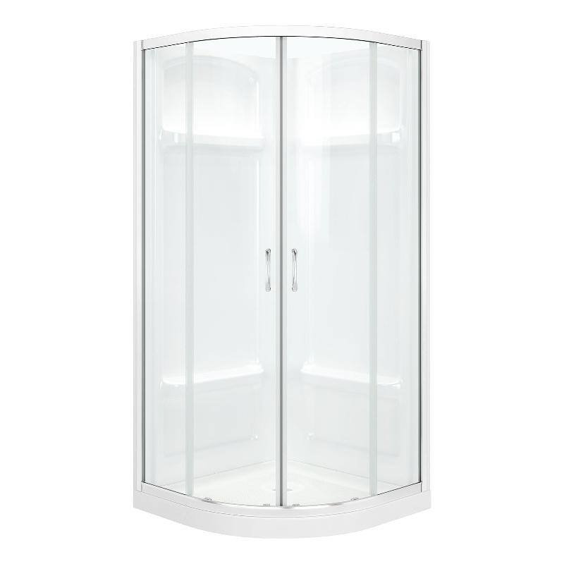 Breeze 36 in. x 36 in. x 73 in. Corner Shower Kit in Chrome Door Walls and Pan