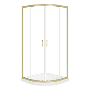 OVE Breeze 36 in. x 36 in. x 73 in. Quadrant Corner Shower Kit in Gold Door Pan