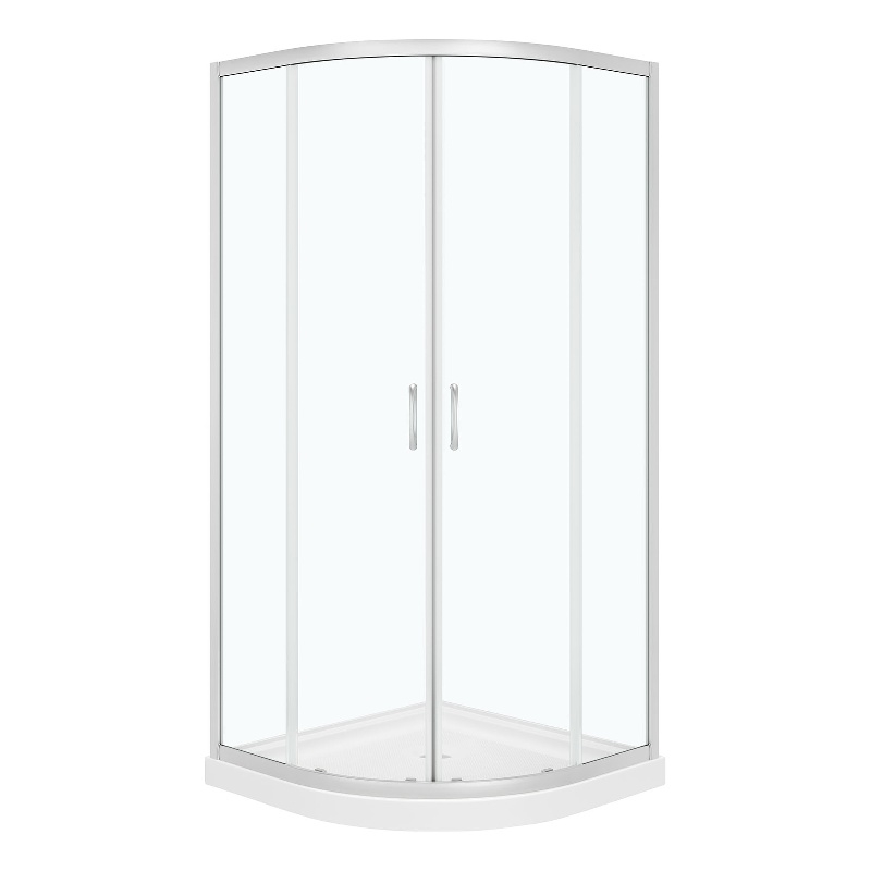 Breeze 36 in. x 36 in. x 73 in. Quadrant Corner Shower Kit in Nickel Door Pan